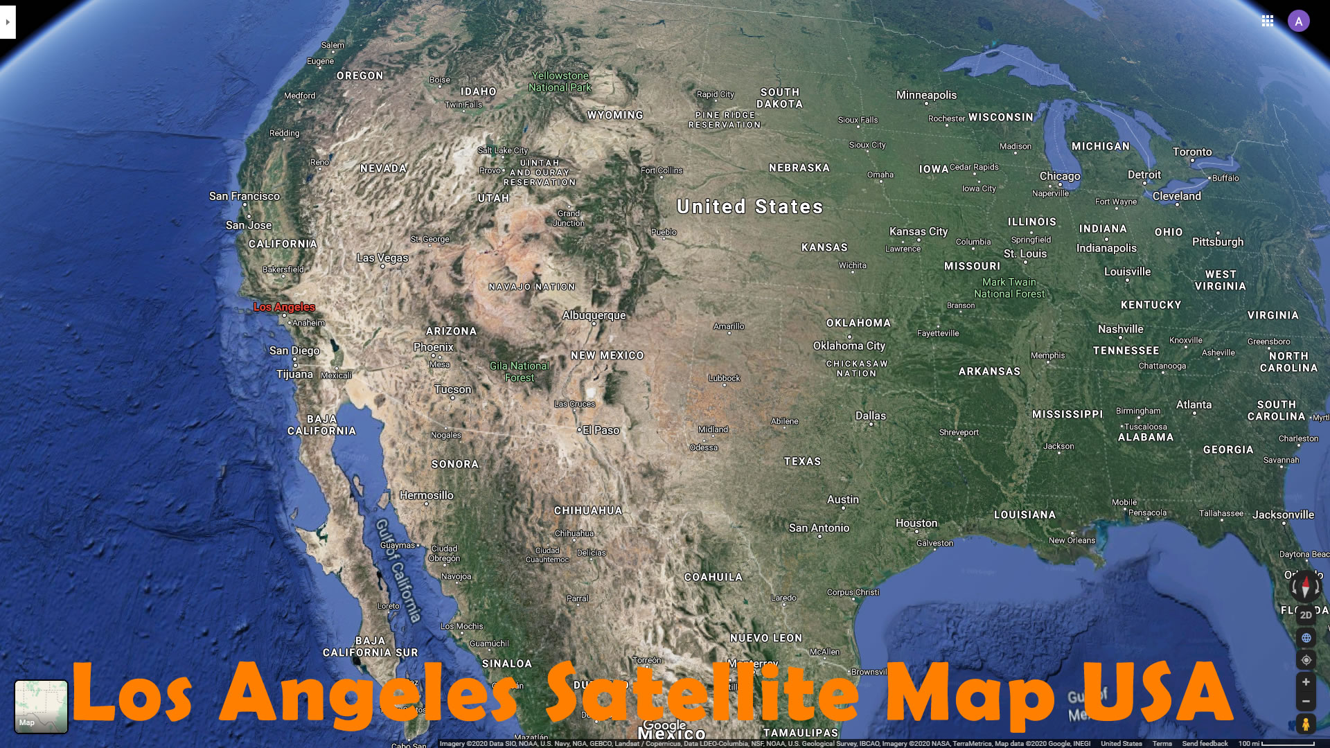 Los Angeles Satellite Carte EUA